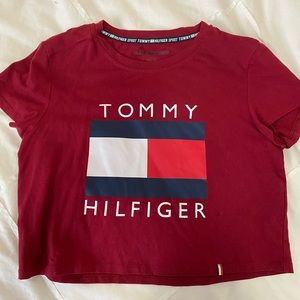 Tommy Hilfiger Maroon Cropped Top, Size Small